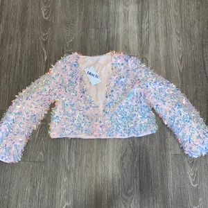 Pink and blue iridescent sequin jacket